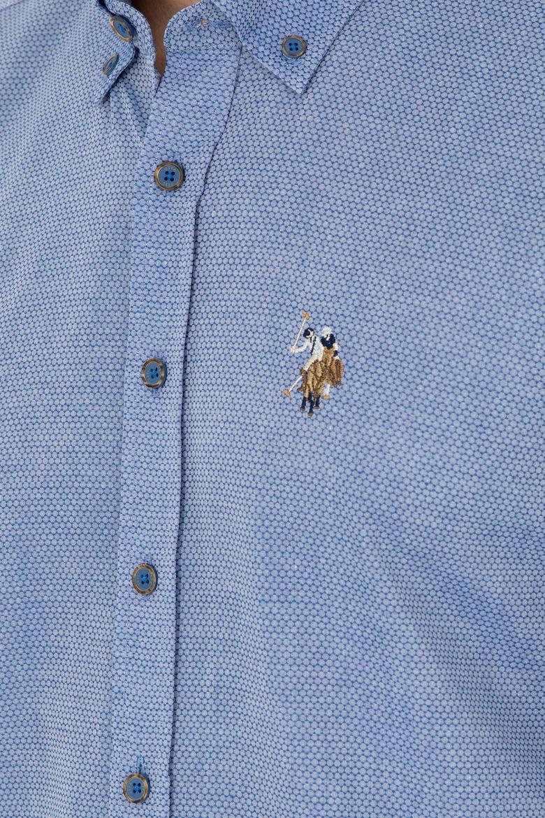 Erkek Saks Uzun Kollu Basic Gömlek - 50271292055