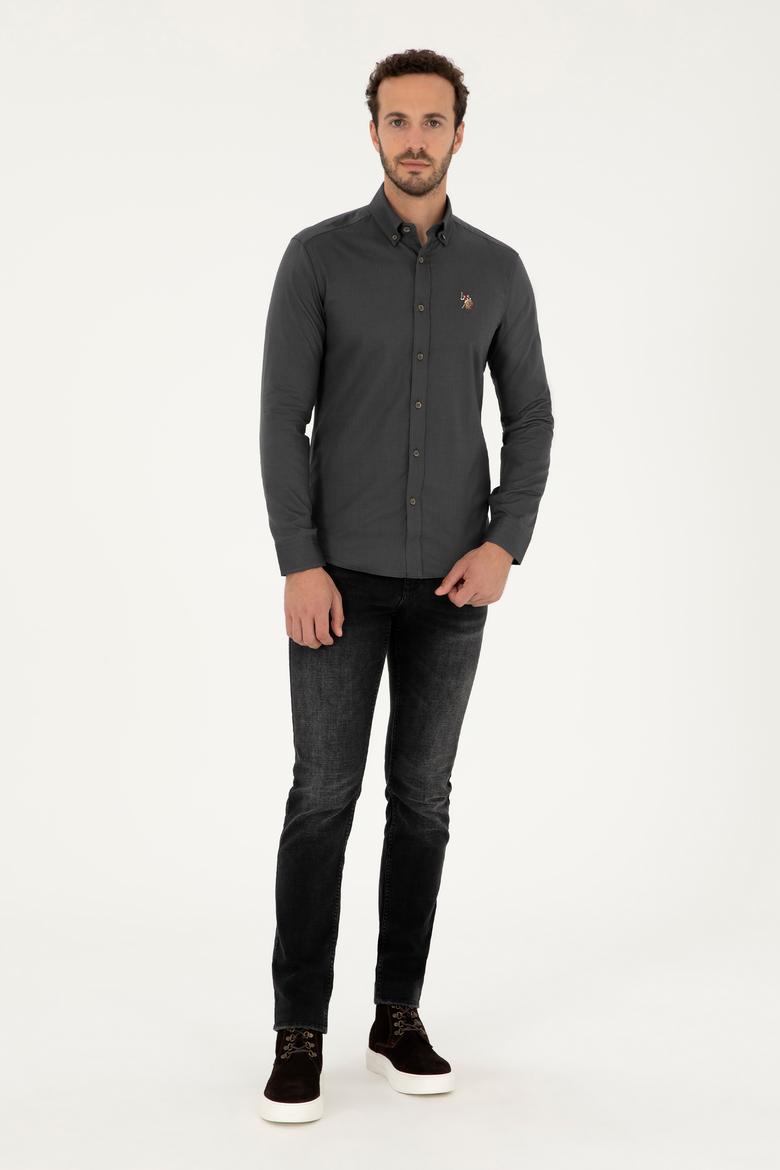 Erkek Antrasit Uzun Kollu Basic Gömlek - 50271276054