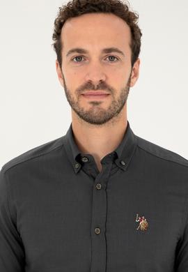 Erkek Antrasit Uzun Kollu Basic Gömlek - 50271276054