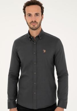 Erkek Antrasit Uzun Kollu Basic Gömlek - 50271276054