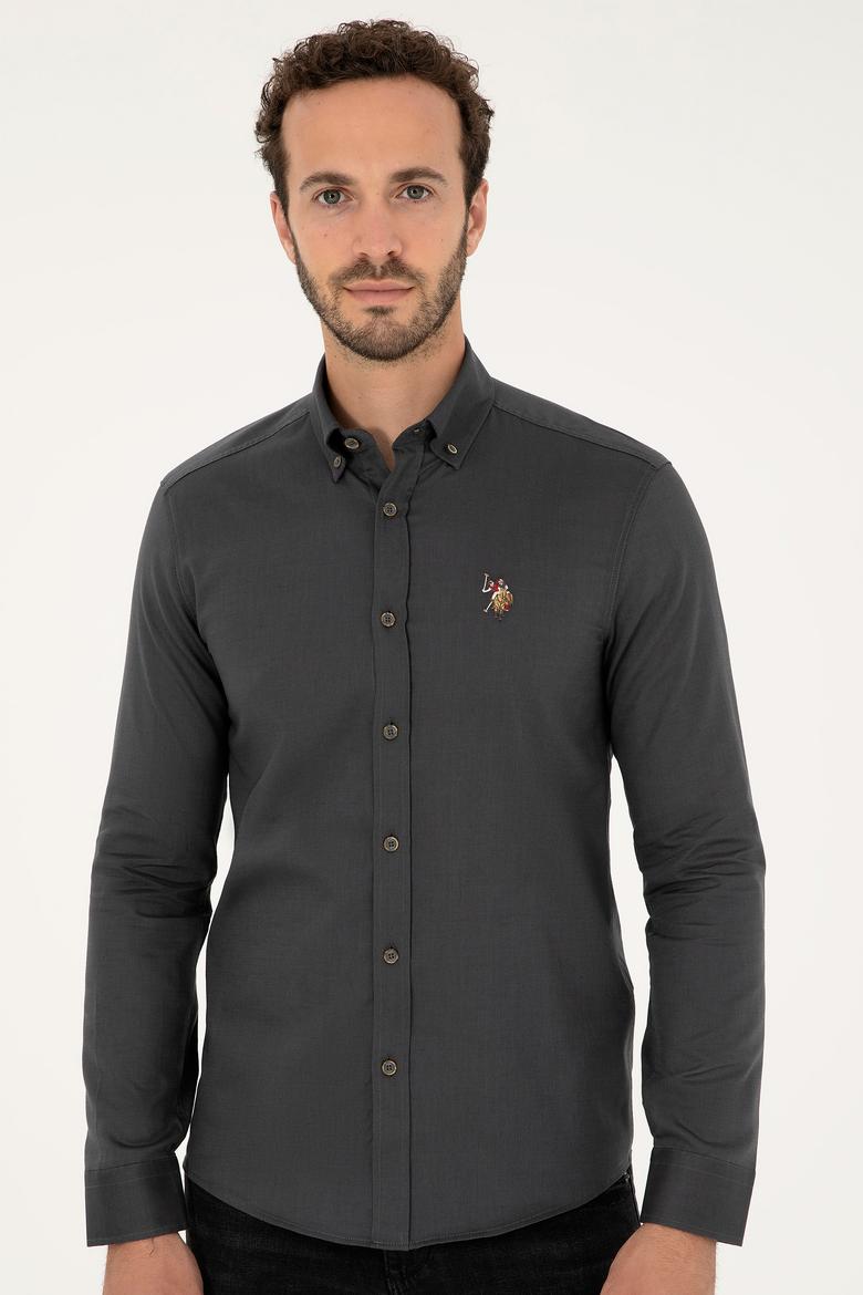 Erkek Antrasit Uzun Kollu Basic Gömlek - 50271276054