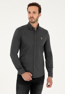Erkek Antrasit Uzun Kollu Basic Gömlek - 50271276054