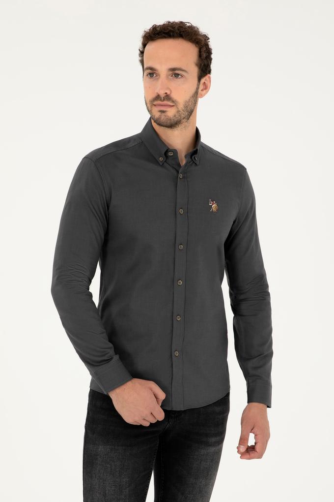Erkek Antrasit Uzun Kollu Basic Gömlek