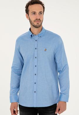 Erkek Saks Uzun Kollu Basic Gömlek - 50271277030