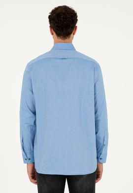 Erkek Saks Uzun Kollu Basic Gömlek - 50271277030