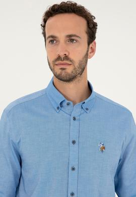 Erkek Saks Uzun Kollu Basic Gömlek - 50271277030