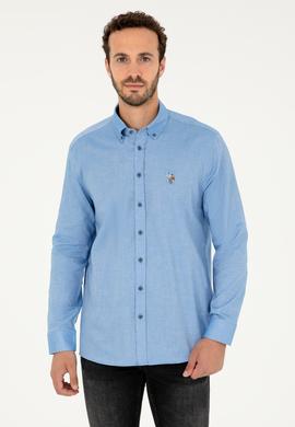 Erkek Saks Uzun Kollu Basic Gömlek - 50271277030