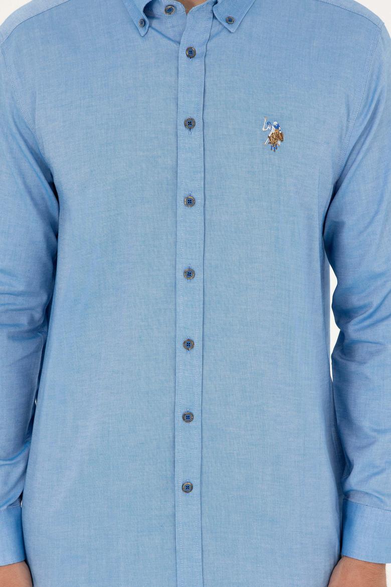 Erkek Saks Uzun Kollu Basic Gömlek - 50271277030