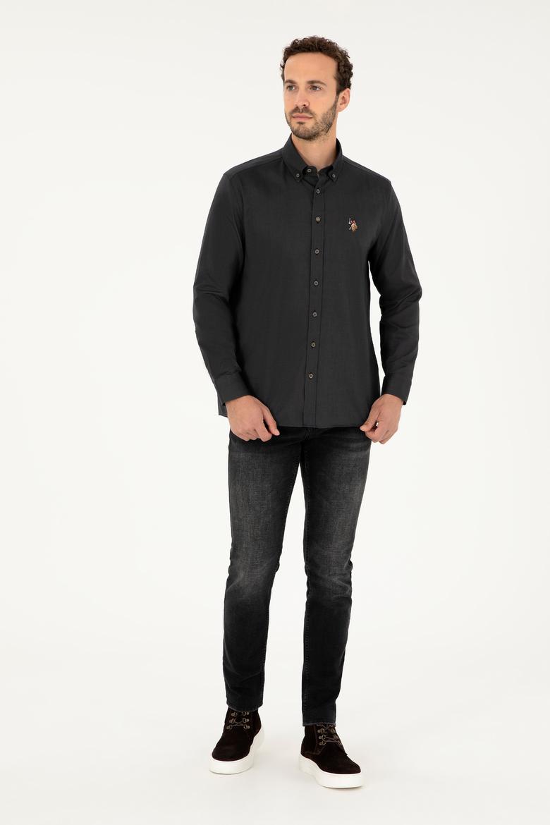 Erkek Antrasit Uzun Kollu Basic Gömlek - 50271277046