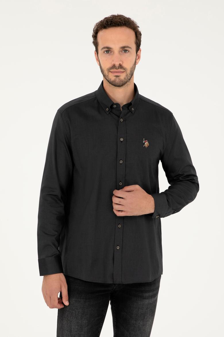 Erkek Antrasit Uzun Kollu Basic Gömlek