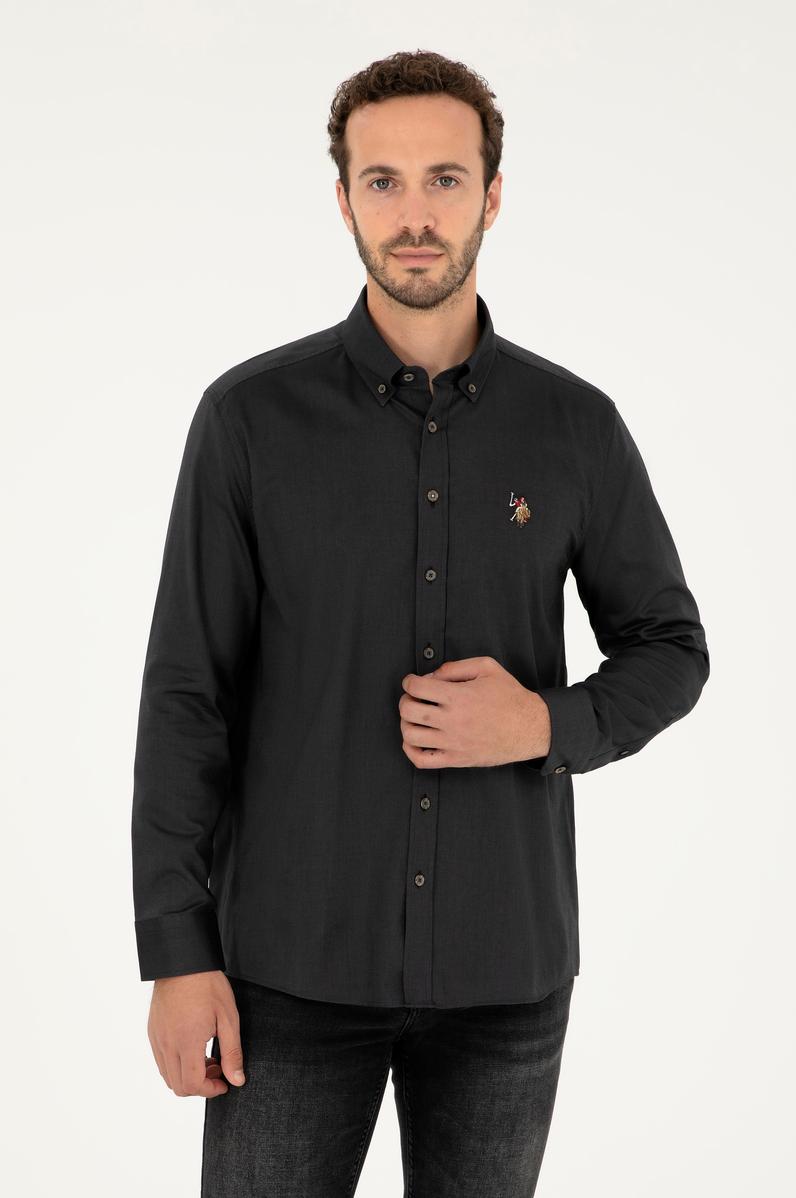 Erkek Antrasit Uzun Kollu Basic Gömlek