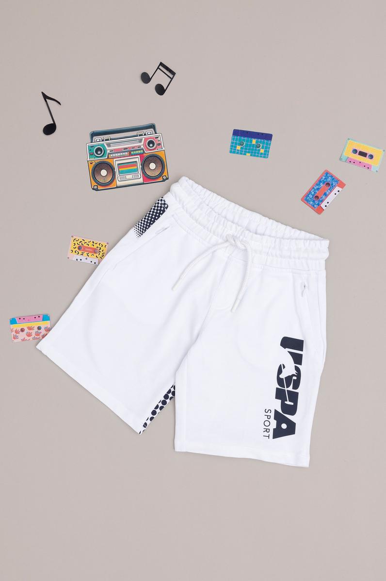 Erkek Çocuk Beyaz Örme Şort
