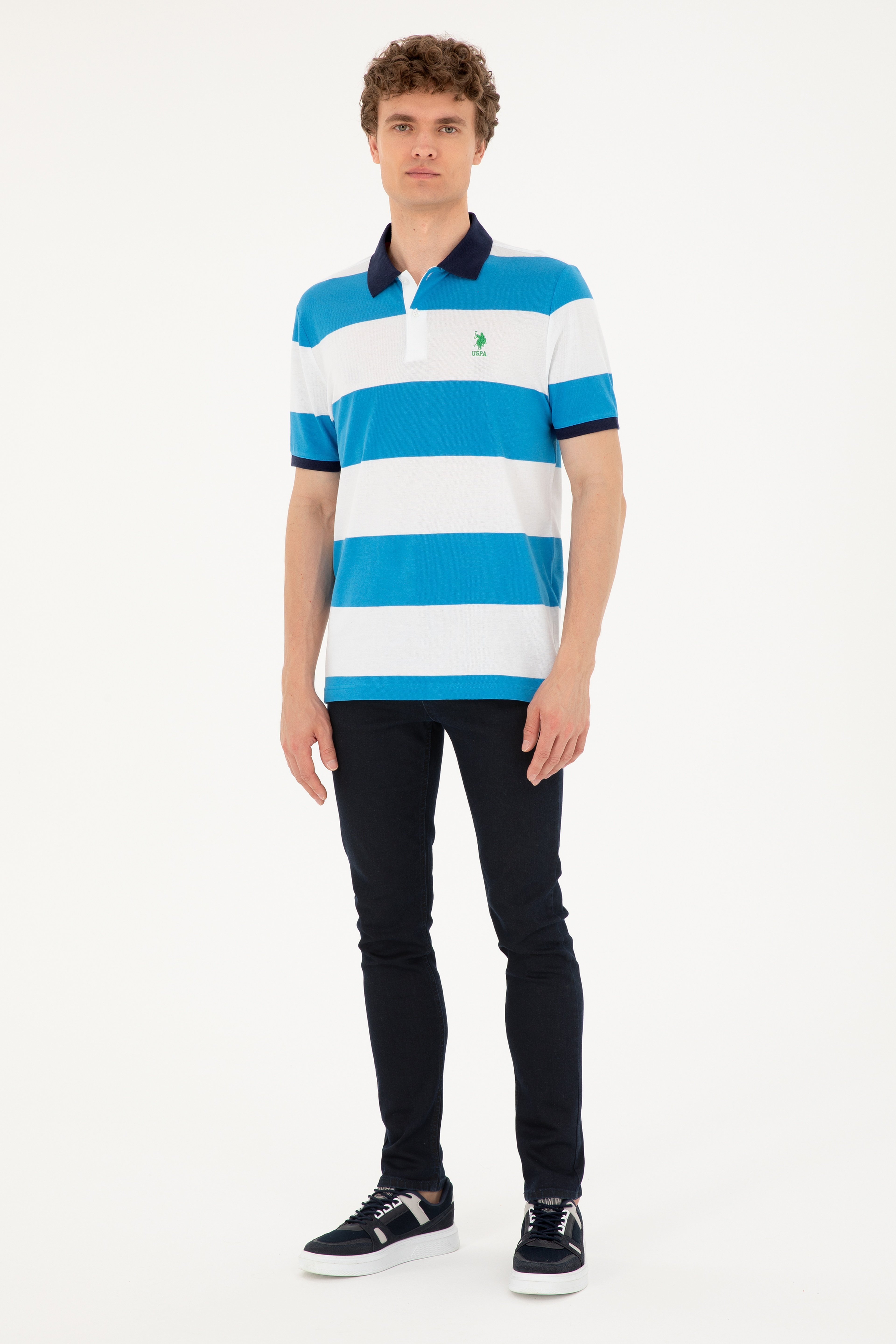 Erkek Regular Fit Polo Yaka Saks Tişört - Image 4
