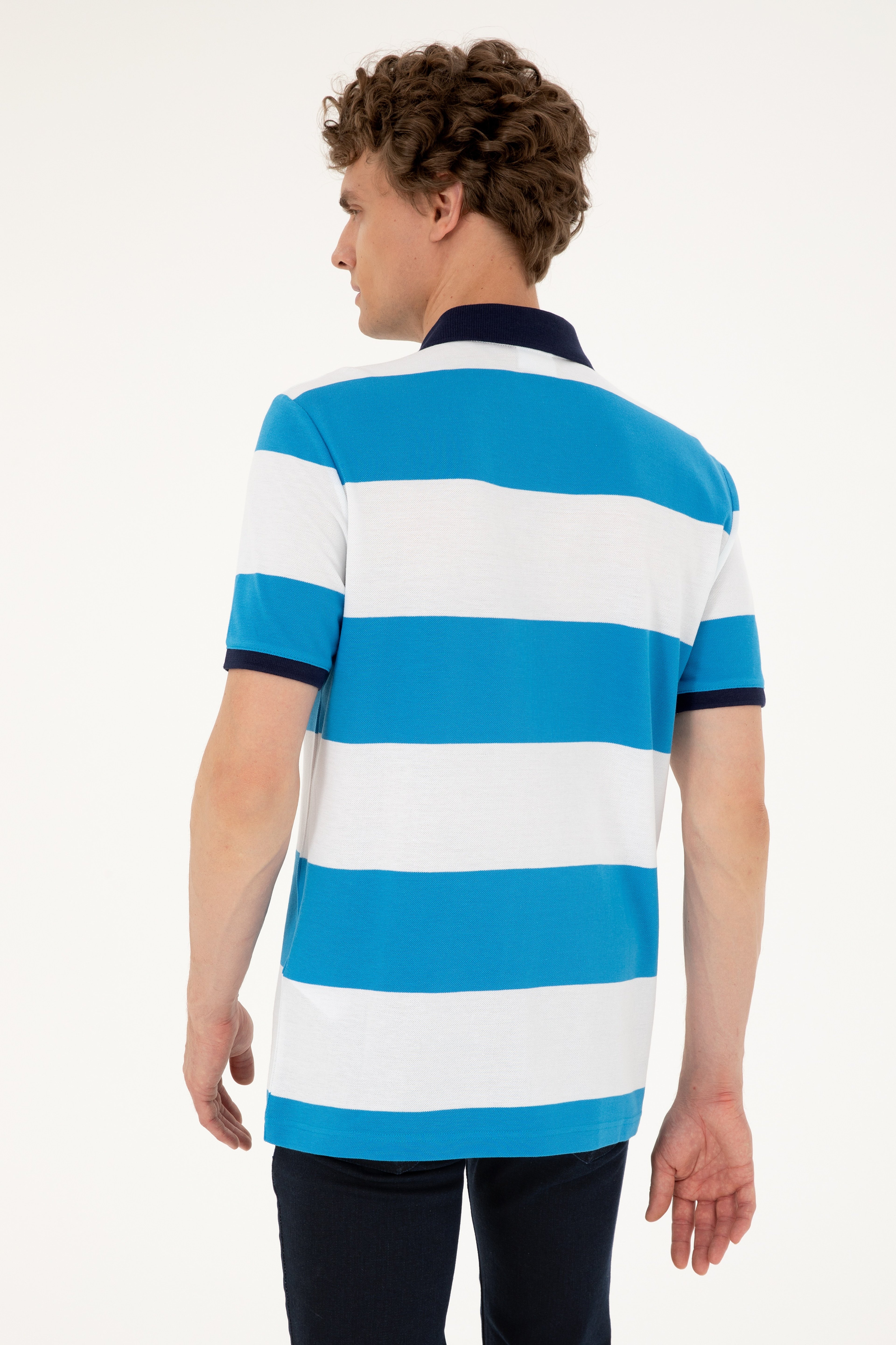 Erkek Regular Fit Polo Yaka Saks Tişört - Image 5