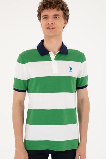 Erkek Regular Fit Polo Yaka Yeşil Tişört