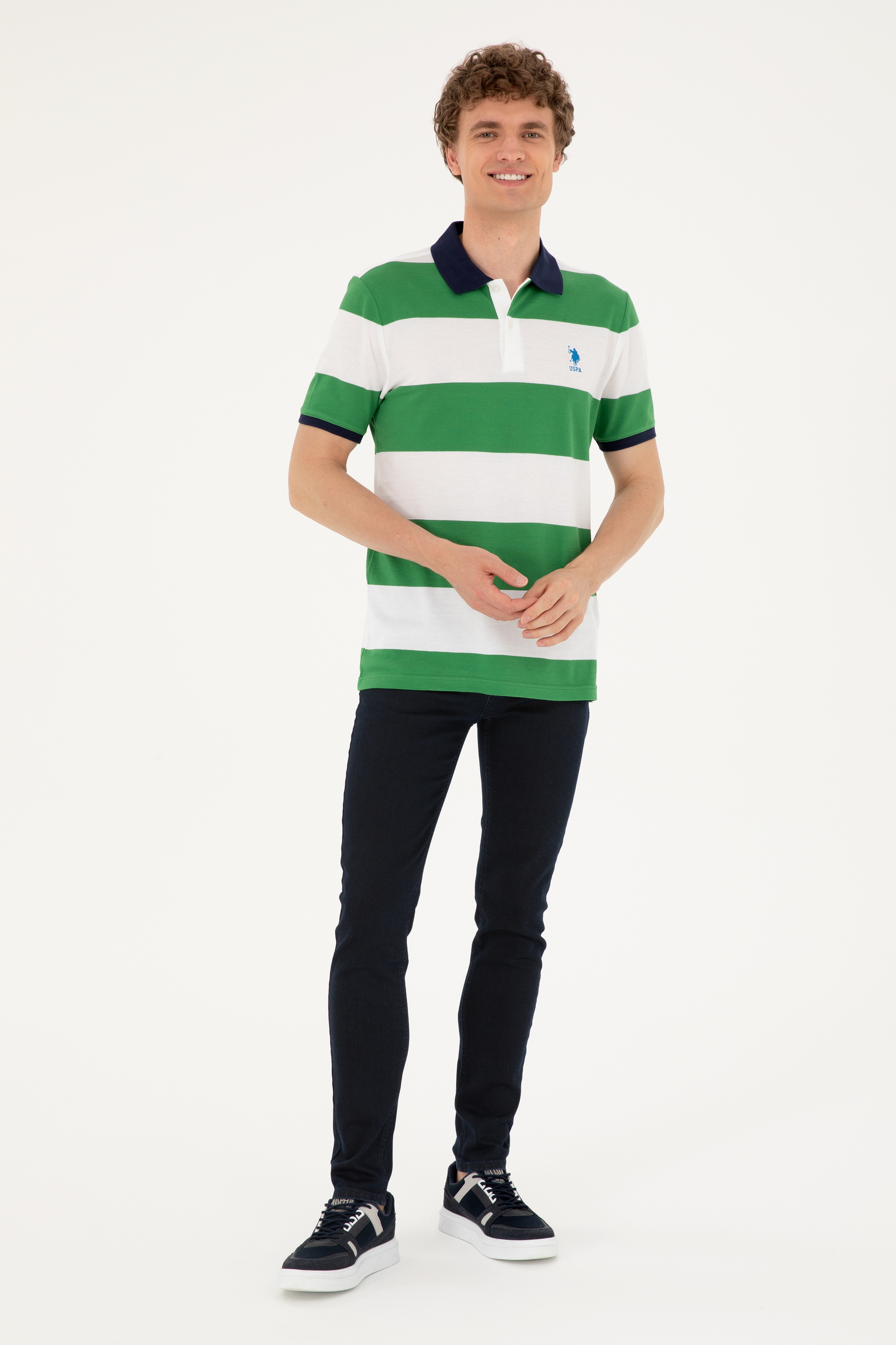 Erkek Regular Fit Polo Yaka Yeşil Tişört