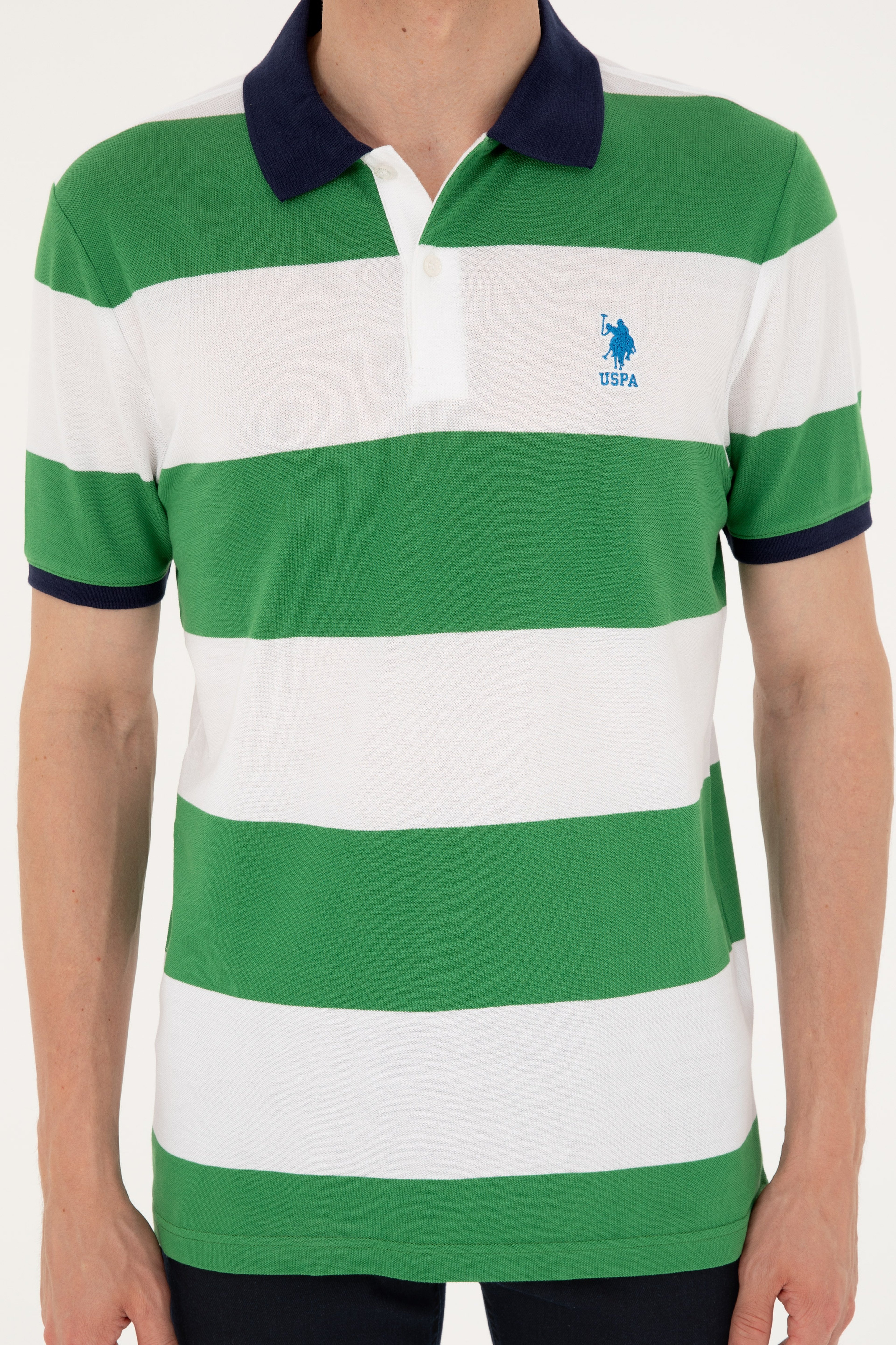 Erkek Regular Fit Polo Yaka Yeşil Tişört