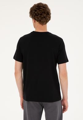 Erkek Regular Fit Bisiklet Yaka Siyah Tişört - 50294290009