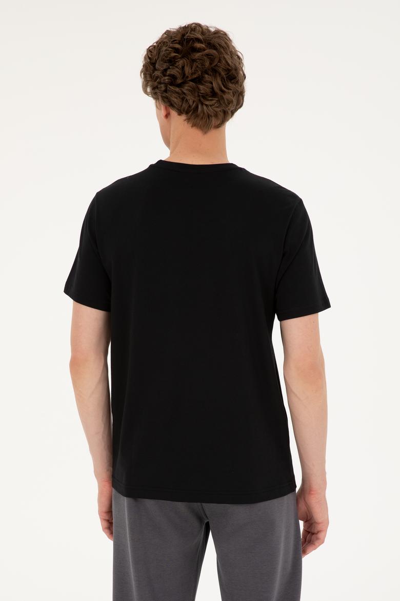 Erkek Regular Fit Bisiklet Yaka Siyah Tişört - 50294290009