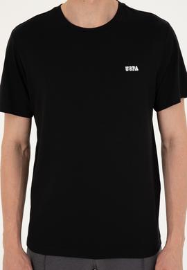 Erkek Regular Fit Bisiklet Yaka Siyah Tişört - 50294290009