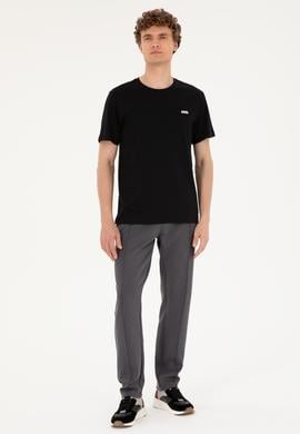 Erkek Regular Fit Bisiklet Yaka Siyah Tişört - 50294290009