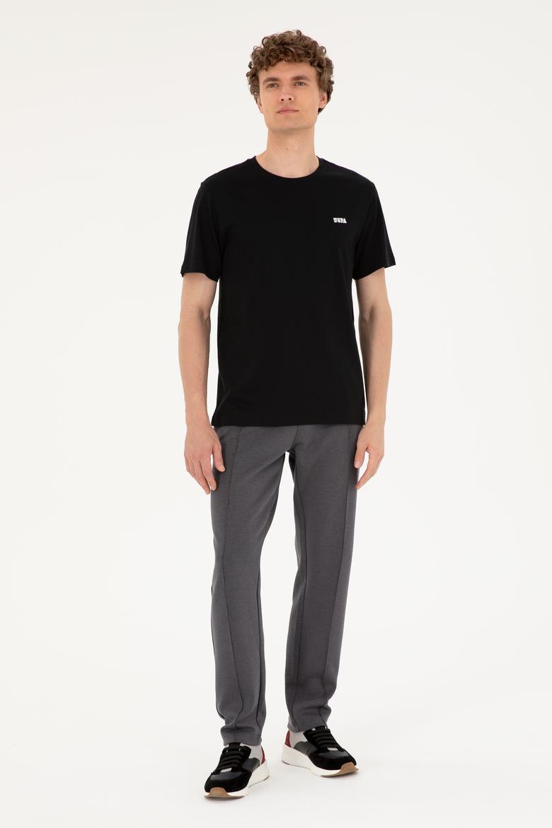 Erkek Regular Fit Bisiklet Yaka Siyah Tişört - 50294290009