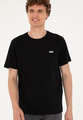 Erkek Regular Fit Bisiklet Yaka Siyah Tişört - 50294290009