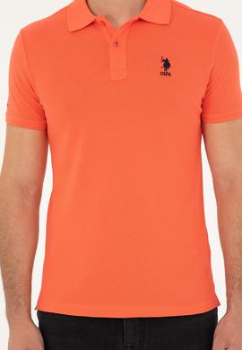 Erkek Slim Fit Polo Yaka Nar Çiçeği Basic Tişört - 50279613151