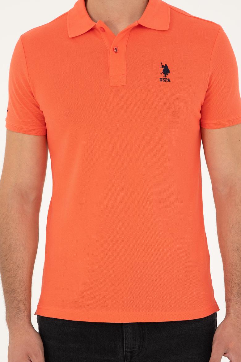 Erkek Slim Fit Polo Yaka Nar Çiçeği Basic Tişört - 50279613151