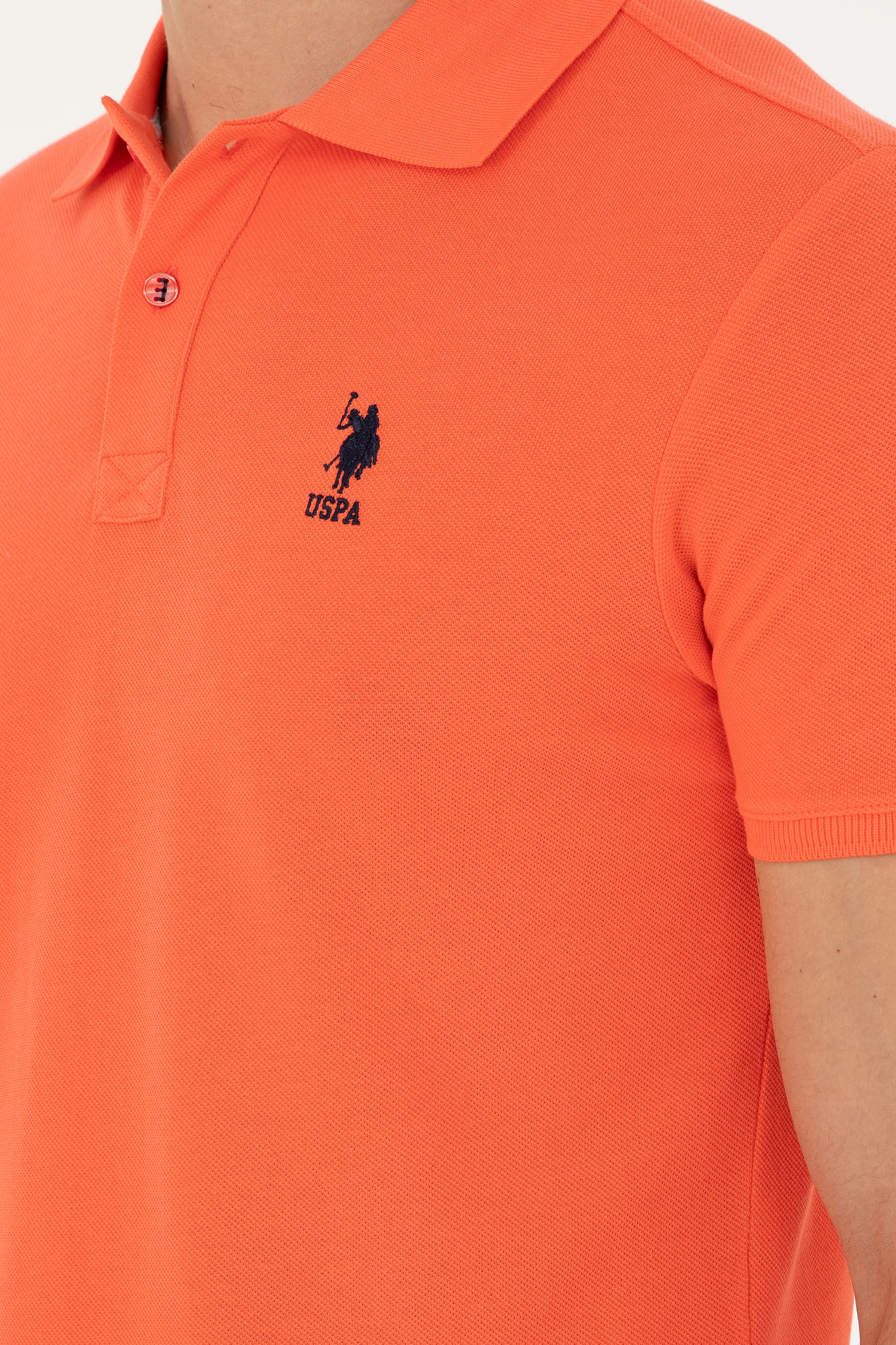 Erkek Slim Fit Polo Yaka Nar Çiçeği Basic Tişört - Image 7