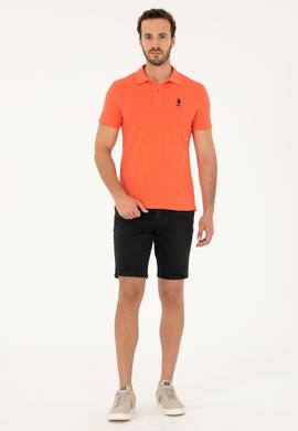 Erkek Slim Fit Polo Yaka Nar Çiçeği Basic Tişört - 50279613151