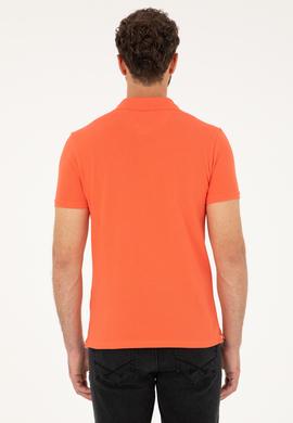 Erkek Slim Fit Polo Yaka Nar Çiçeği Basic Tişört - 50279613151