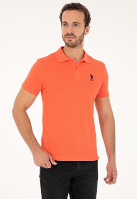 Erkek Slim Fit Polo Yaka Nar Çiçeği Basic Tişört - 50279613151