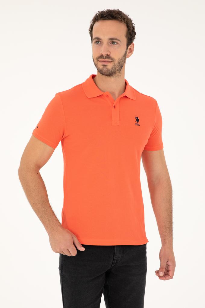 Erkek Slim Fit Polo Yaka Nar Çiçeği Basic Tişört