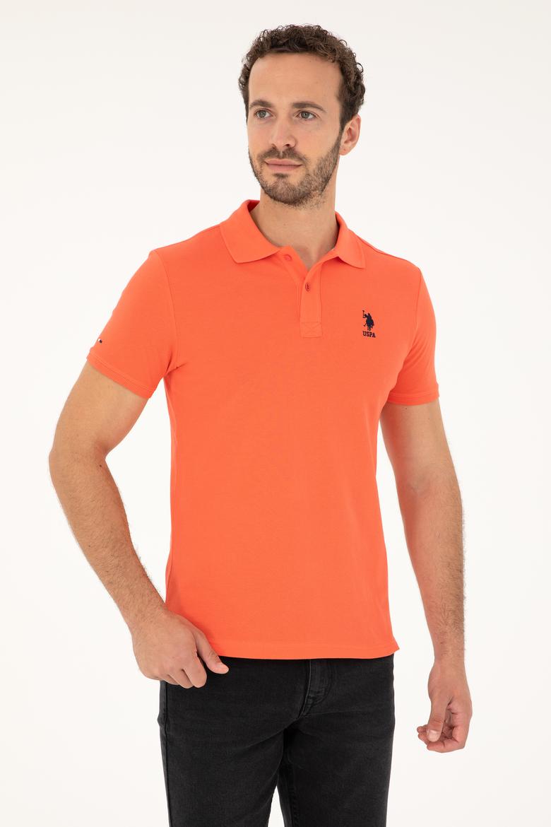 Erkek Slim Fit Polo Yaka Nar Çiçeği Basic Tişört