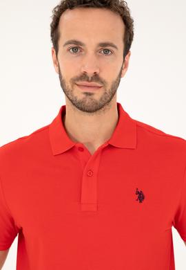 Erkek Slim Fit Polo Yaka Kırmızı Basic Tişört - 50279573111