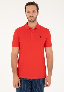 Erkek Slim Fit Polo Yaka Kırmızı Basic Tişört - 50279573111