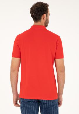 Erkek Slim Fit Polo Yaka Kırmızı Basic Tişört - 50279573111