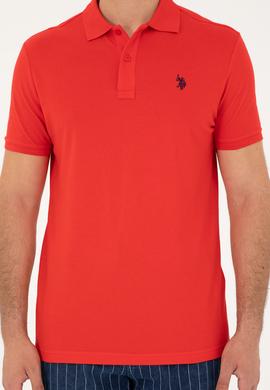 Erkek Slim Fit Polo Yaka Kırmızı Basic Tişört - 50279573111