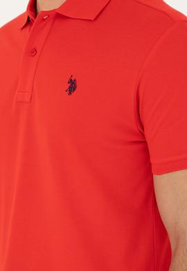 Erkek Slim Fit Polo Yaka Kırmızı Basic Tişört - 50279573111