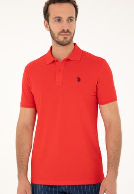 Erkek Slim Fit Polo Yaka Kırmızı Basic Tişört - 50279573111