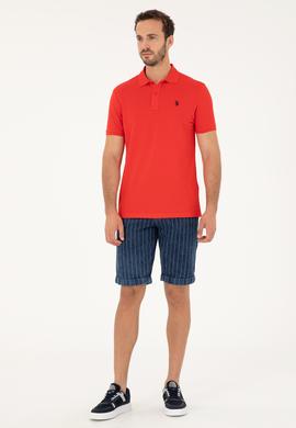 Erkek Slim Fit Polo Yaka Kırmızı Basic Tişört - 50279573111