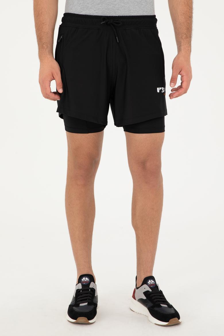 Erkek Siyah Örme Şort - 50281480067