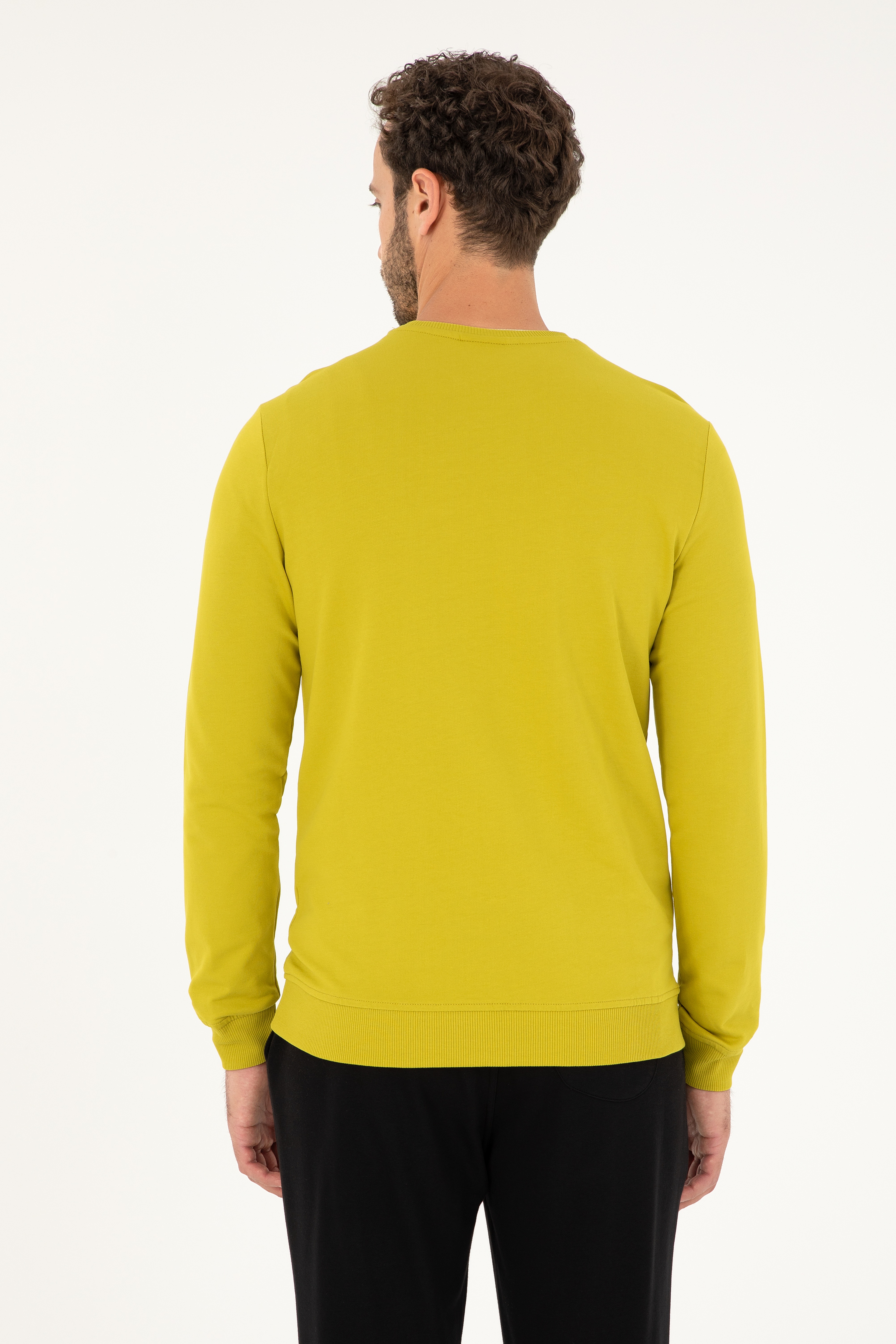 Erkek Fıstık Yeşili Basic Sweatshirt - Image 5