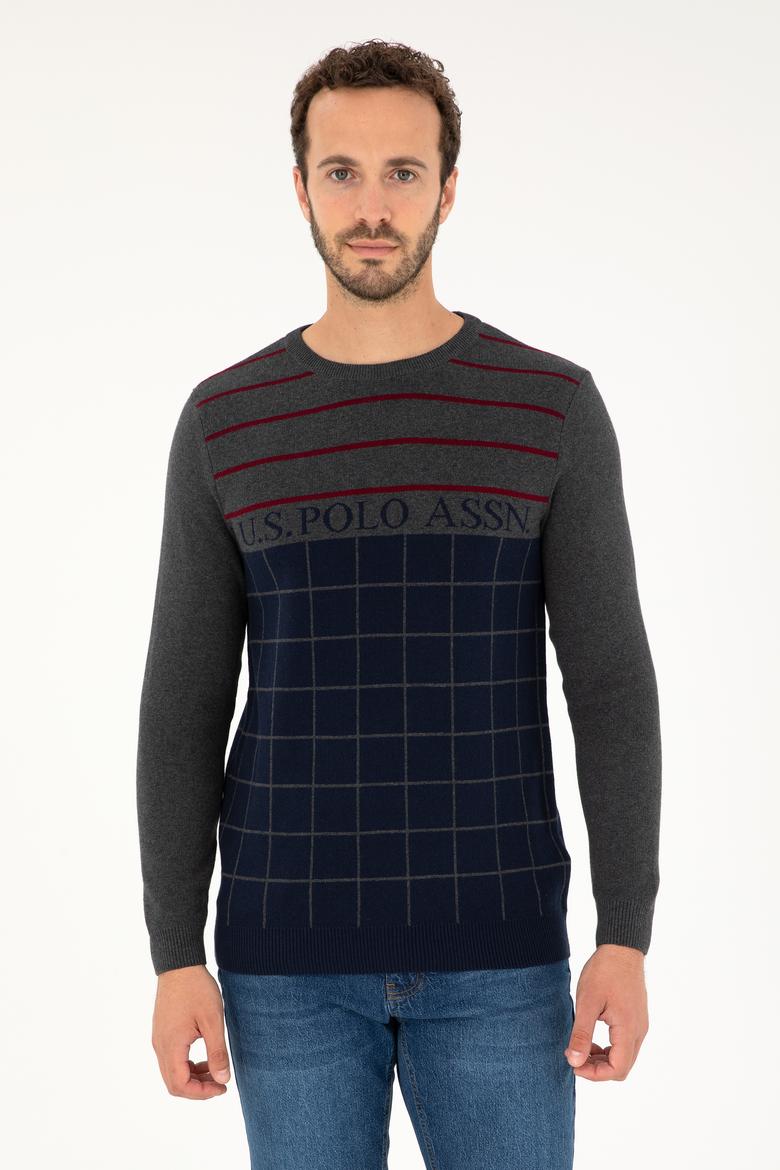 Erkek Lacivert Bisiklet Yaka Kazak