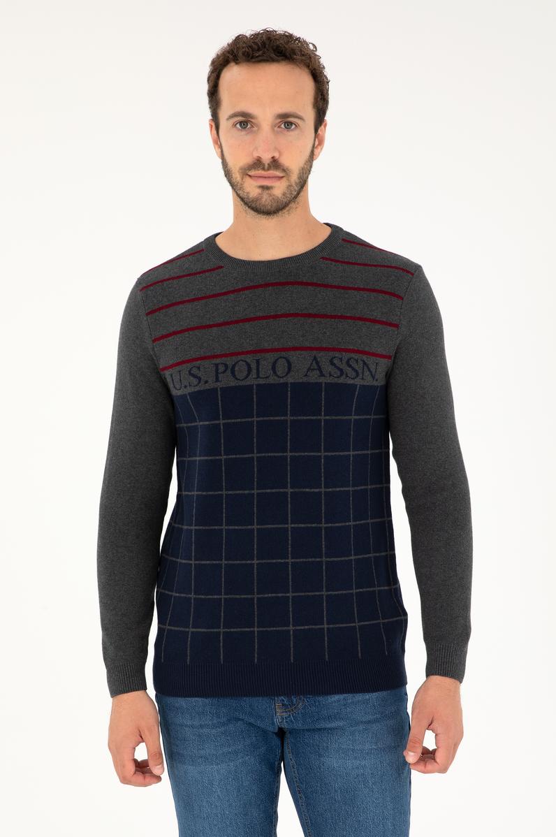 Erkek Lacivert Bisiklet Yaka Kazak