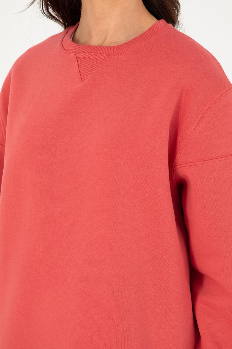 Kadın Nar Çiçeği Bisiklet Yaka Sweatshirt - 50297060020