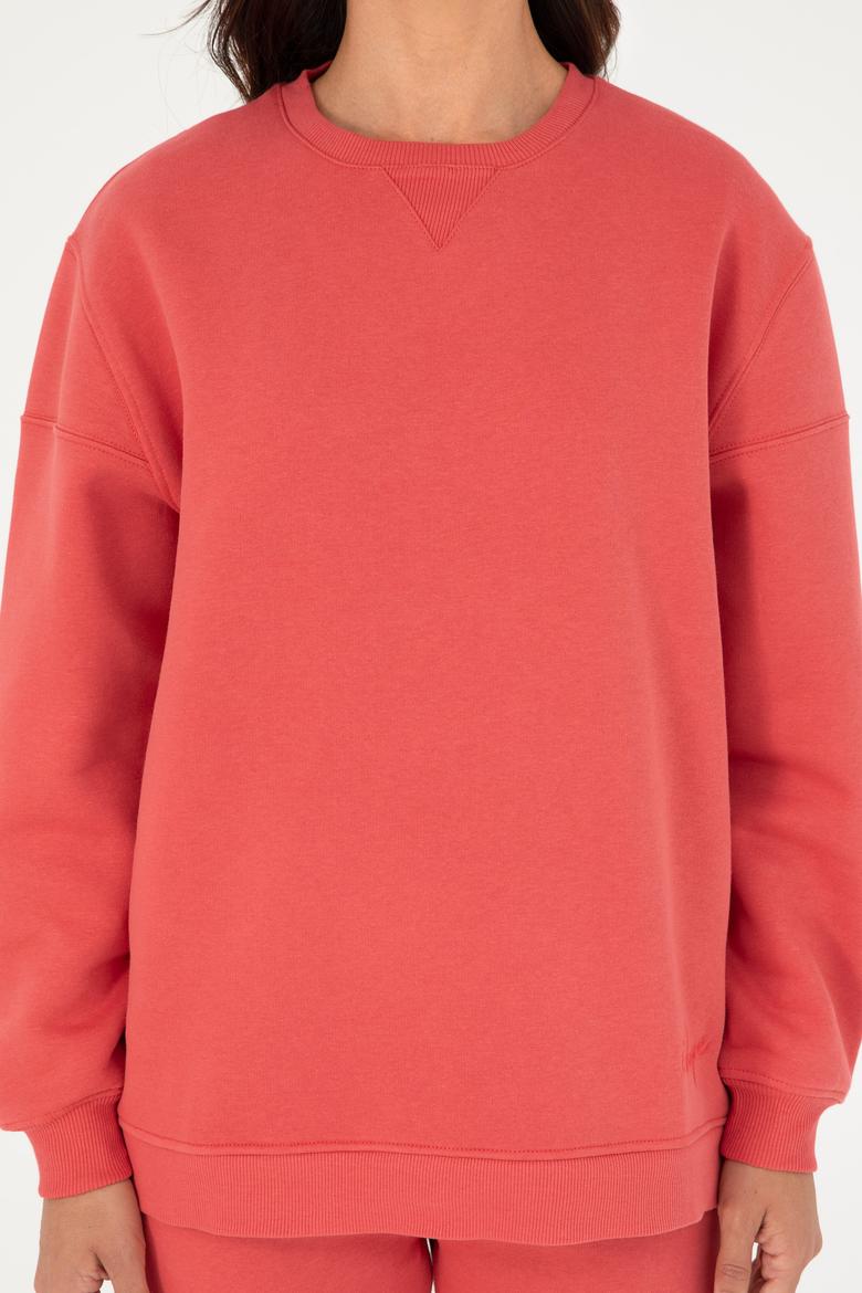 Kadın Nar Çiçeği Bisiklet Yaka Sweatshirt - 50297060020