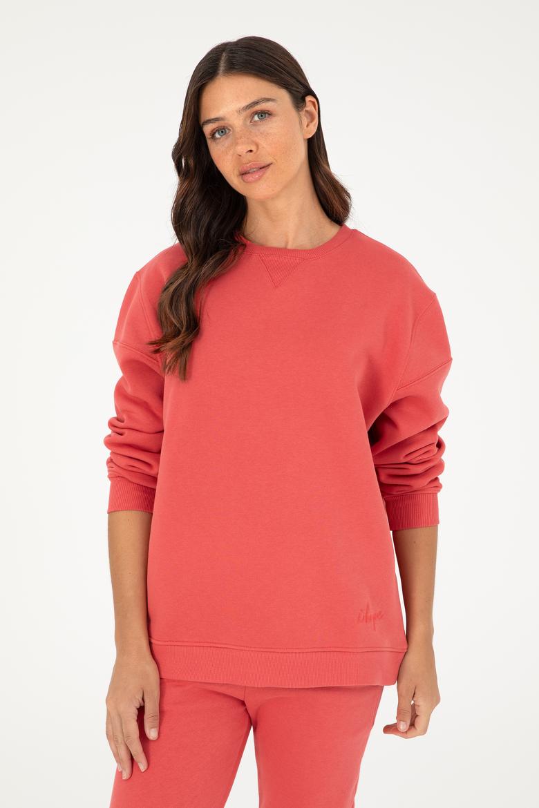 Kadın Nar Çiçeği Bisiklet Yaka Sweatshirt - 50297060020