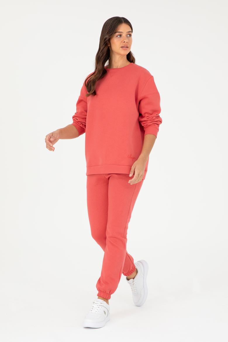 Kadın Nar Çiçeği Bisiklet Yaka Sweatshirt - 50297060020